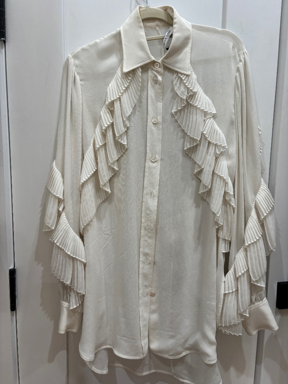Givenchy Pleated Ruffled Silk-blend Georgette Blouse.